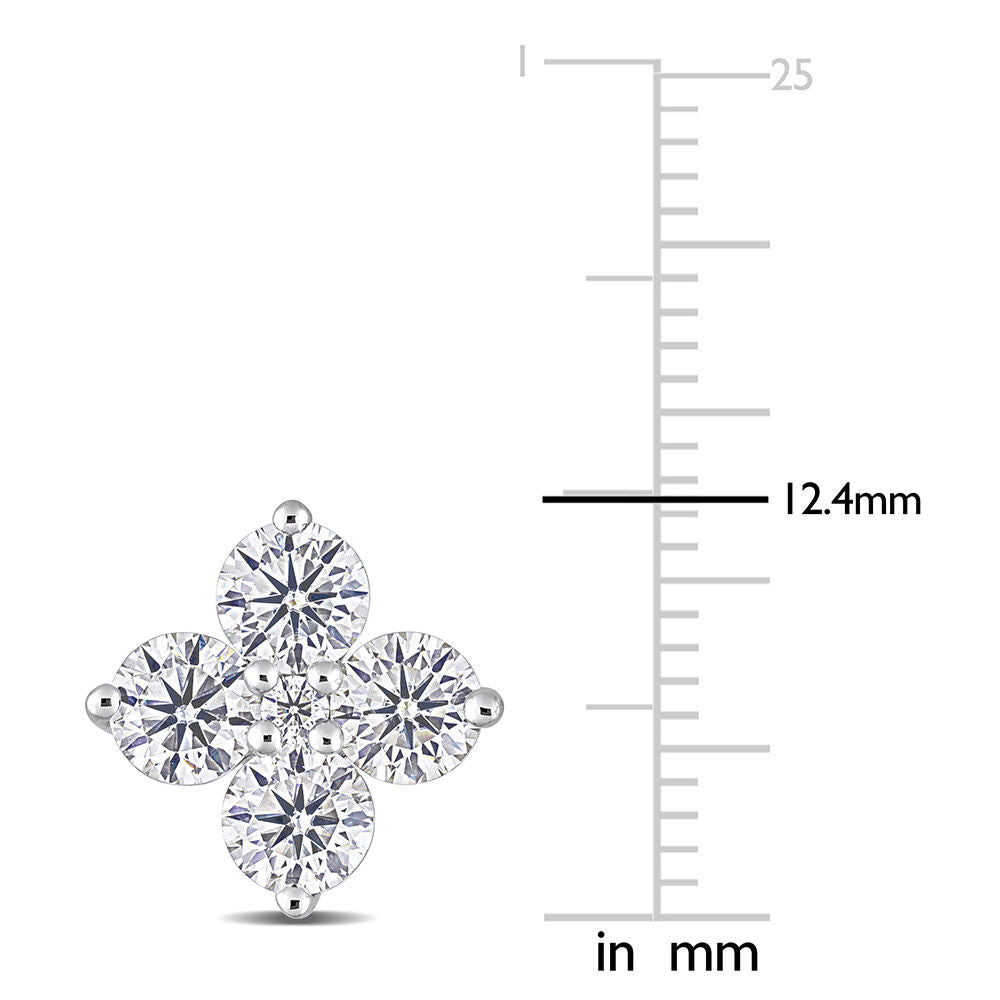 Moissanite Stud Earrings with Clover-Shaped Clusters in Sterling Silver (3 1/4 ct. dew)