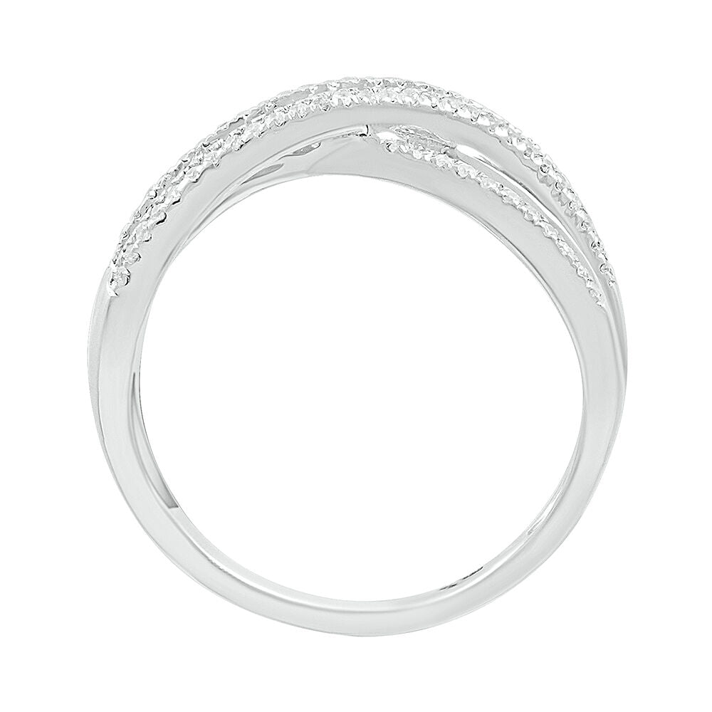 Crossover Ring with Baguette Diamonds in 10K White Gold (5/8 ct. tw.)