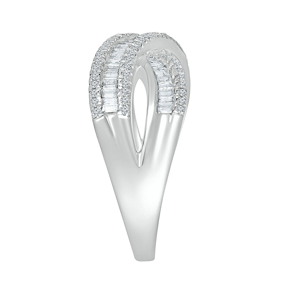 Crossover Ring with Baguette Diamonds in 10K White Gold (5/8 ct. tw.)