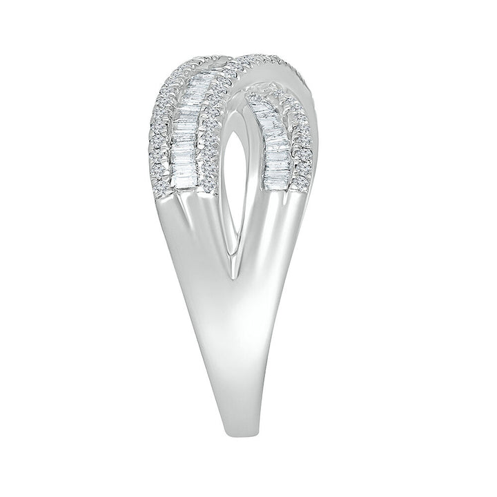 Crossover Ring with Baguette Diamonds in 10K White Gold (5/8 ct. tw.)