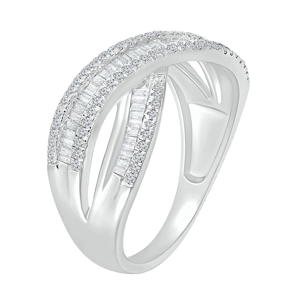 Crossover Ring with Baguette Diamonds in 10K White Gold (5/8 ct. tw.)