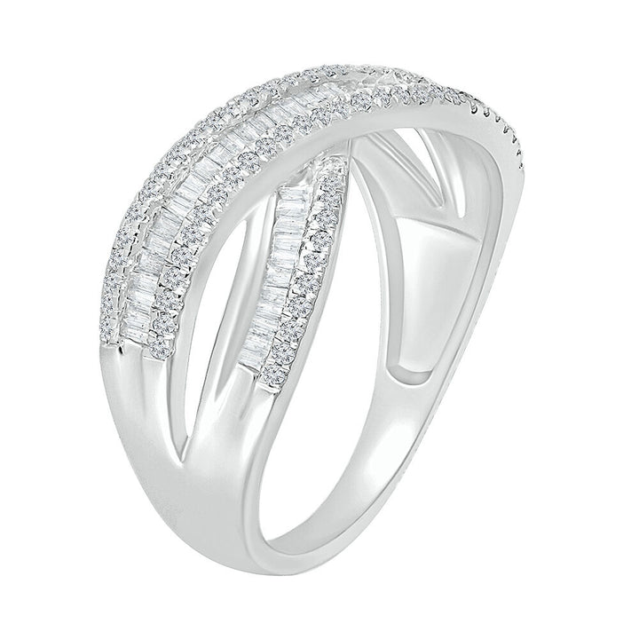 Crossover Ring with Baguette Diamonds in 10K White Gold (5/8 ct. tw.)