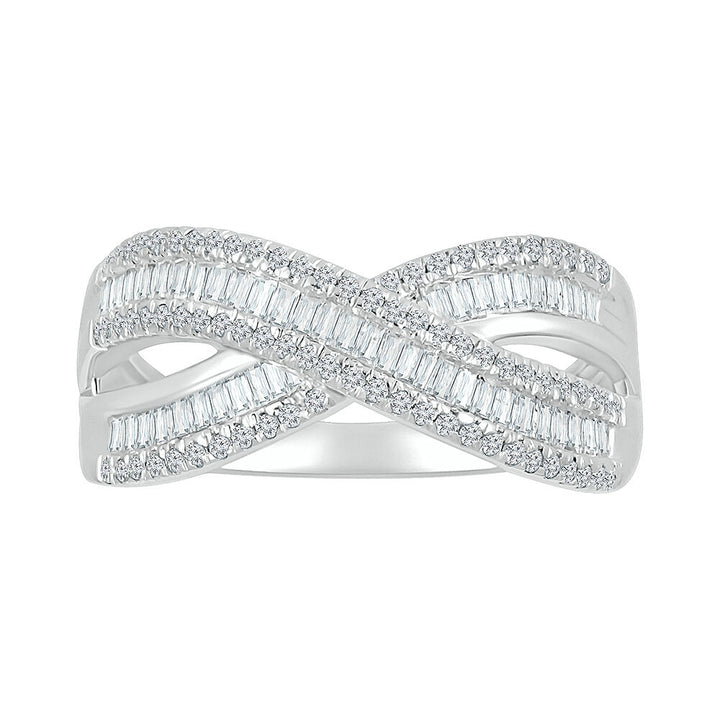 Crossover Ring with Baguette Diamonds in 10K White Gold (5/8 ct. tw.)