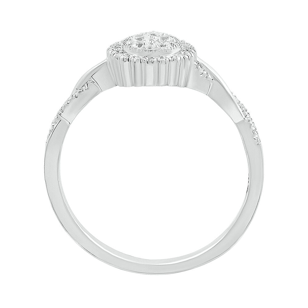 Pear-Shaped Promise Ring with Diamond Twist Band in Sterling Silver (1/4 ct. tw.)