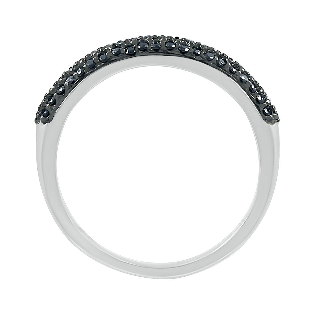 Black Diamond Dome Ring in Sterling Silver (1/3 ct. tw.)