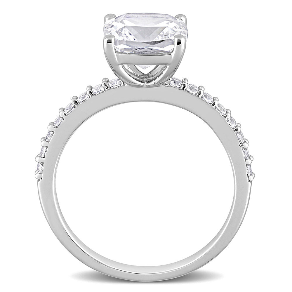 Cushion-Cut Lab Created White Sapphire Ring in 10K White Gold