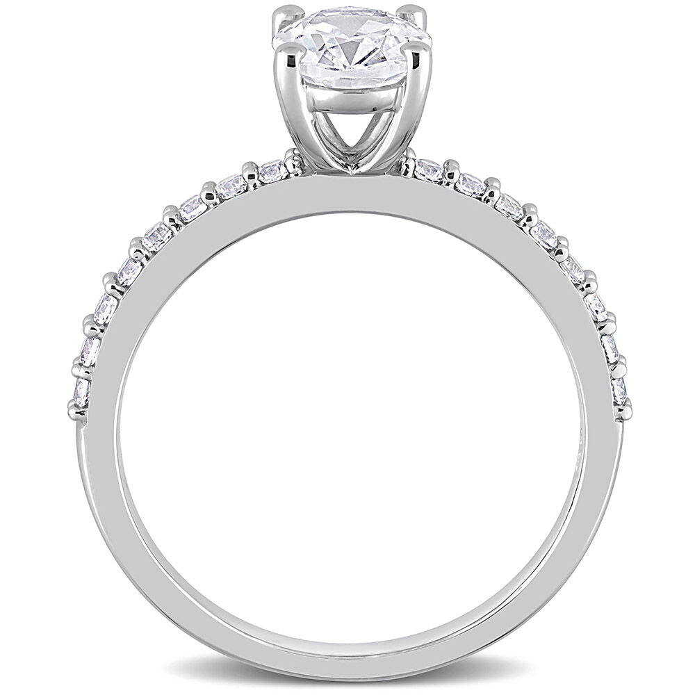 Oval Lab Created White Sapphire Ring in 10K White Gold