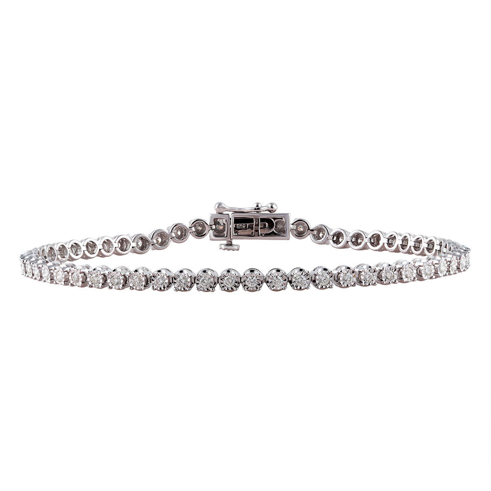 Diamond Illusion Tennis Bracelet in 10K White Gold (1 ct. tw.)