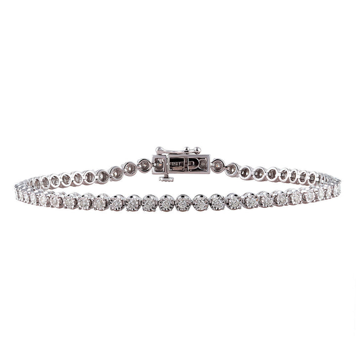 Diamond Illusion Tennis Bracelet in 10K White Gold (1 ct. tw.)