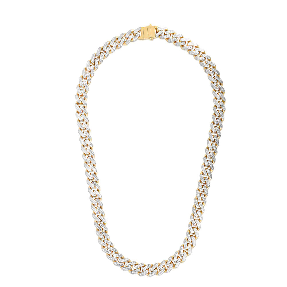 Diamond-Cut Cuban Link Chain in 14K Yellow & White Gold, 24”