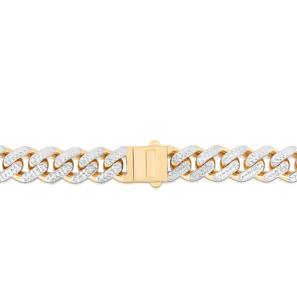 Diamond-Cut Cuban Link Chain in 14K Yellow & White Gold, 24”