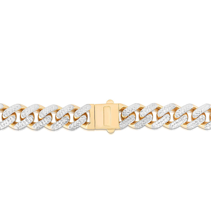 Diamond-Cut Cuban Link Chain in 14K Yellow & White Gold, 24”