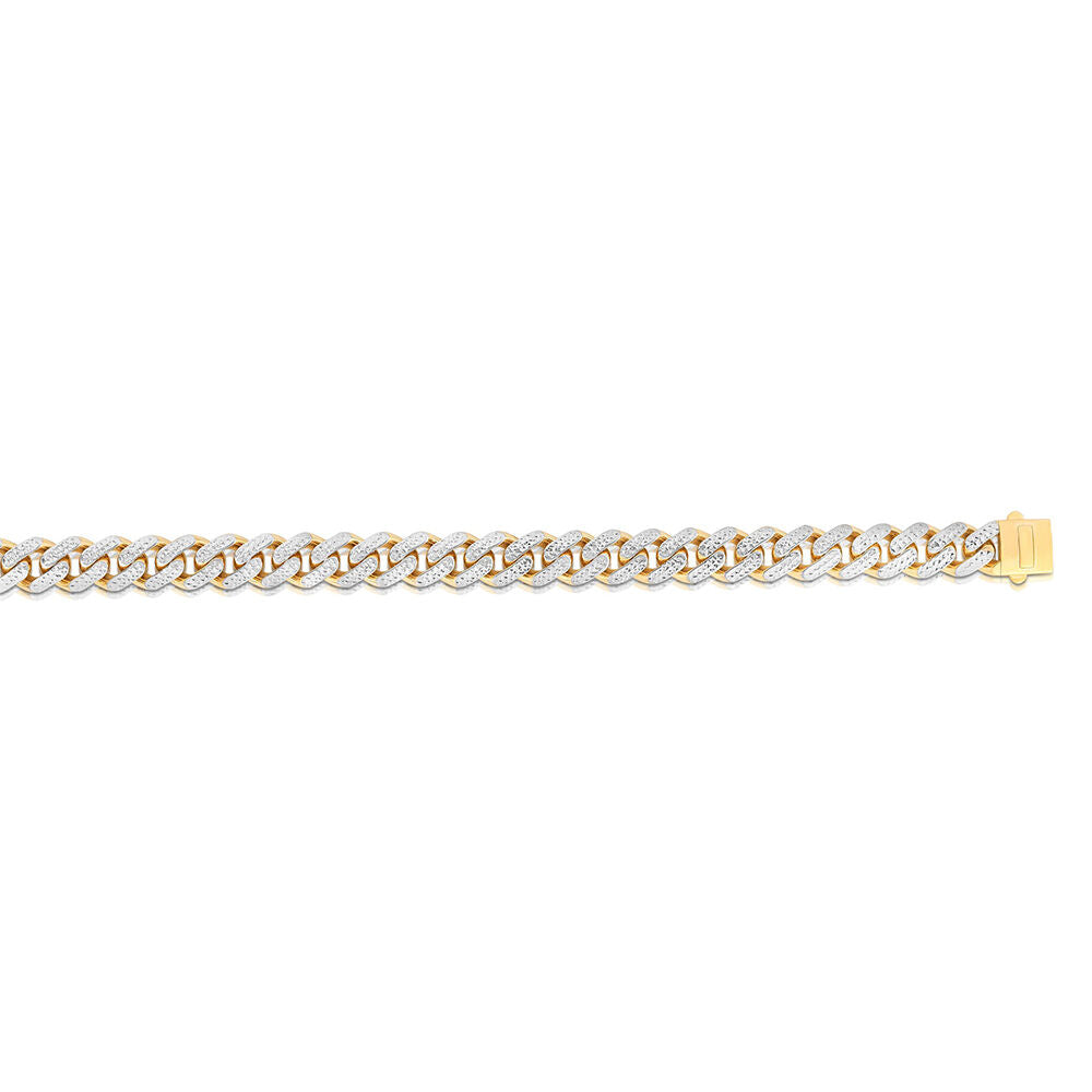 Diamond-Cut Cuban Link Chain in 14K Yellow & White Gold, 24”