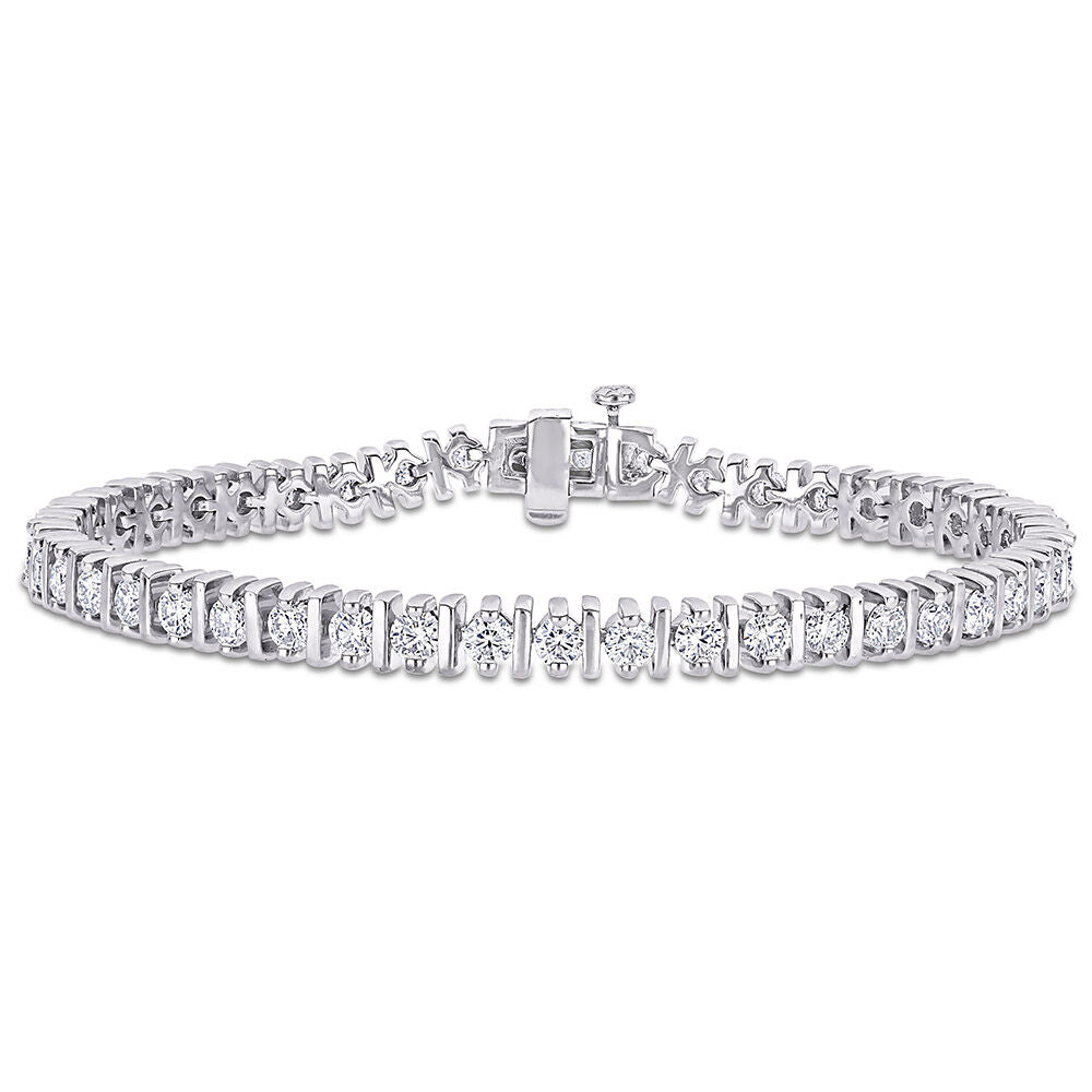 Moissanite Tennis Bracelet with Spacer Bars in Sterling Silver (4 1/2 ct. dew)
