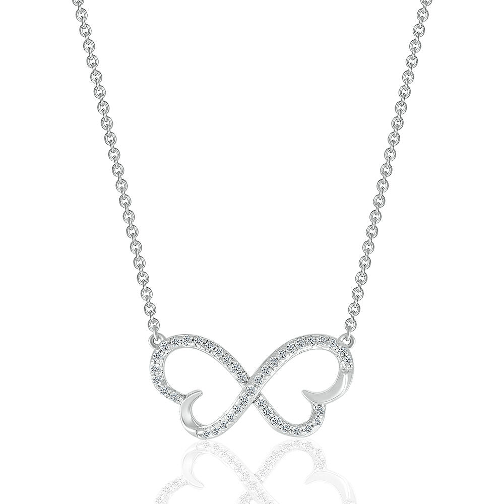 Diamond Butterfly Necklace with Infinity Design in Sterling Silver (1/7 ct. tw.)