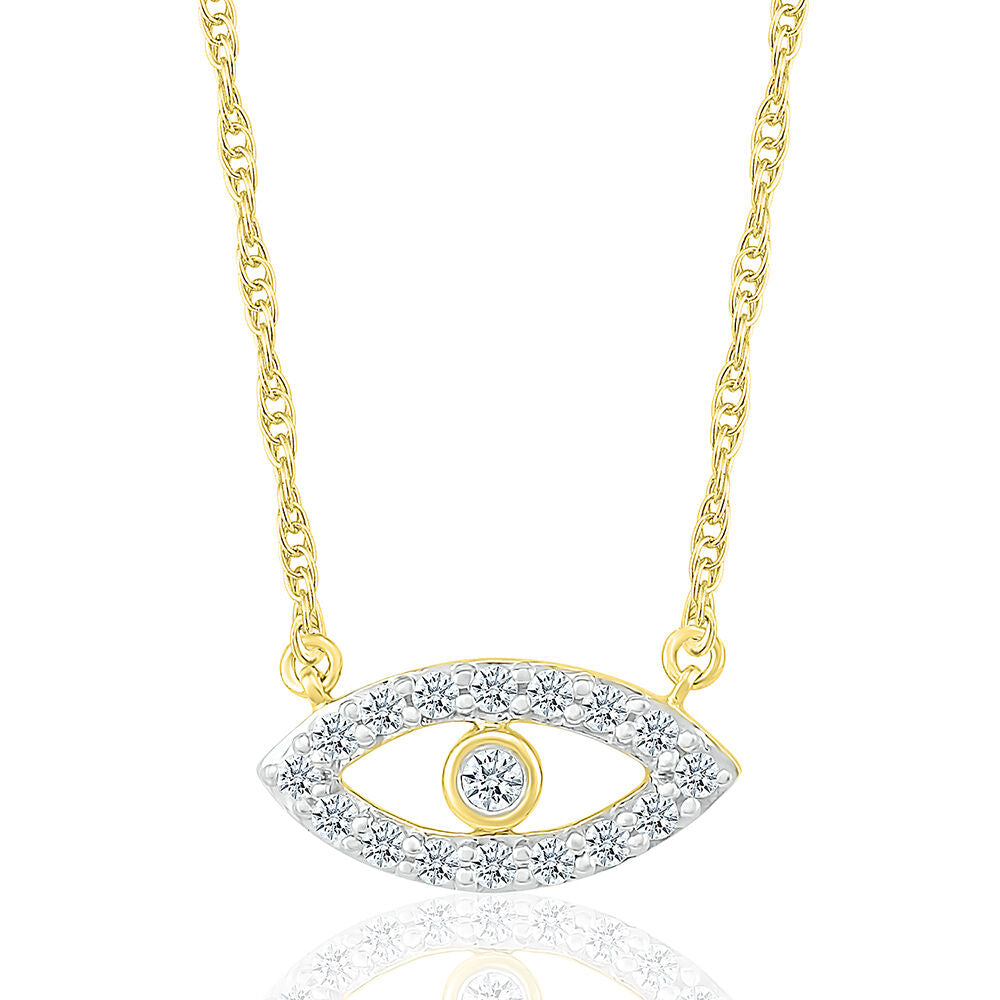 Diamond Evil Eye Necklace in 10K Yellow Gold (1/10 ct. tw.)