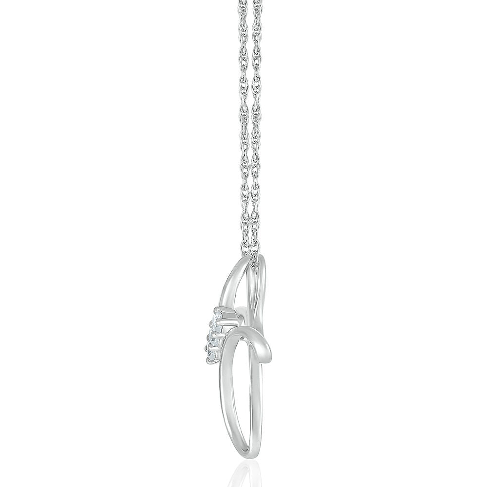 Diamond Cross Pendant with Three-Stone Design in 10K White Gold (1/8 ct. tw.)