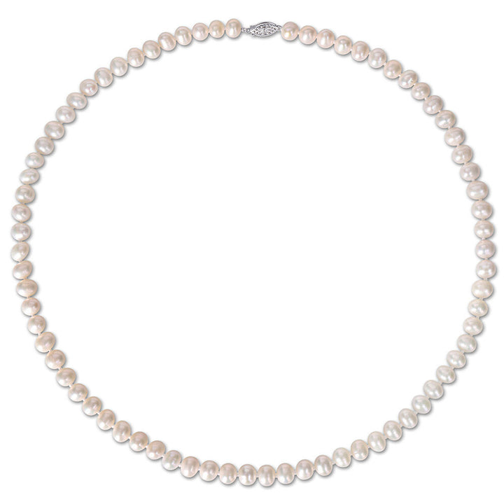 Cultured Freshwater Pearl Necklace in Sterling Silver, 7.5-8mm, 24”