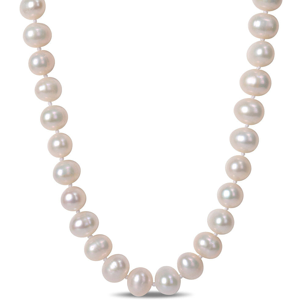 Cultured Freshwater Pearl Necklace in Sterling Silver, 7.5-8mm, 24”