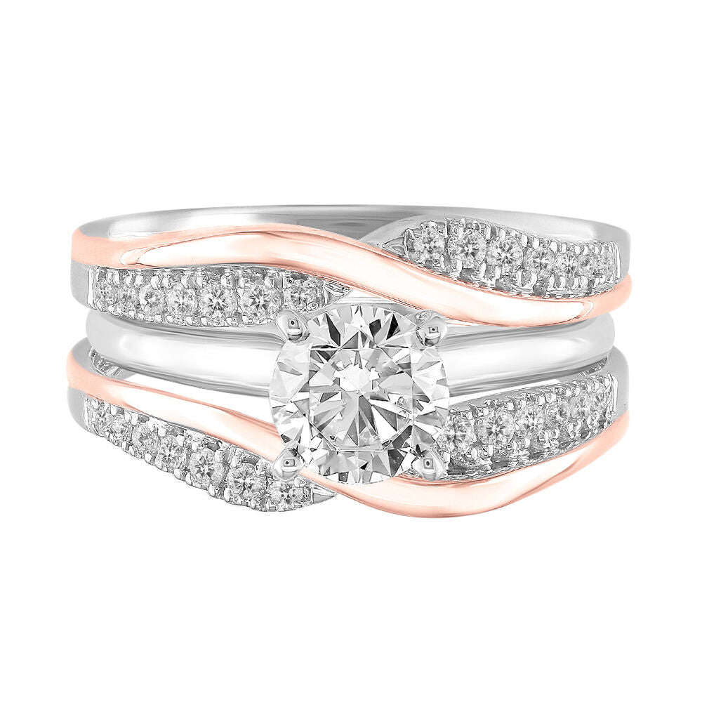 Diamond Twist Ring Enhancer in 14K White & Rose Gold (1/4 ct. tw.)