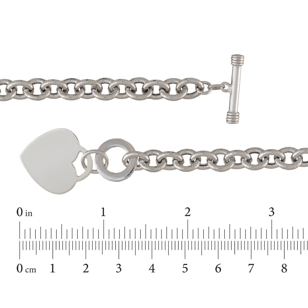 Heart Toggle Bracelet with Rolo Chain in Sterling Silver