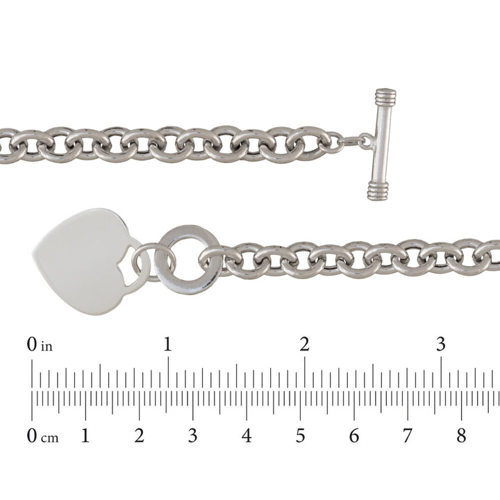 Heart Toggle Bracelet with Rolo Chain in Sterling Silver