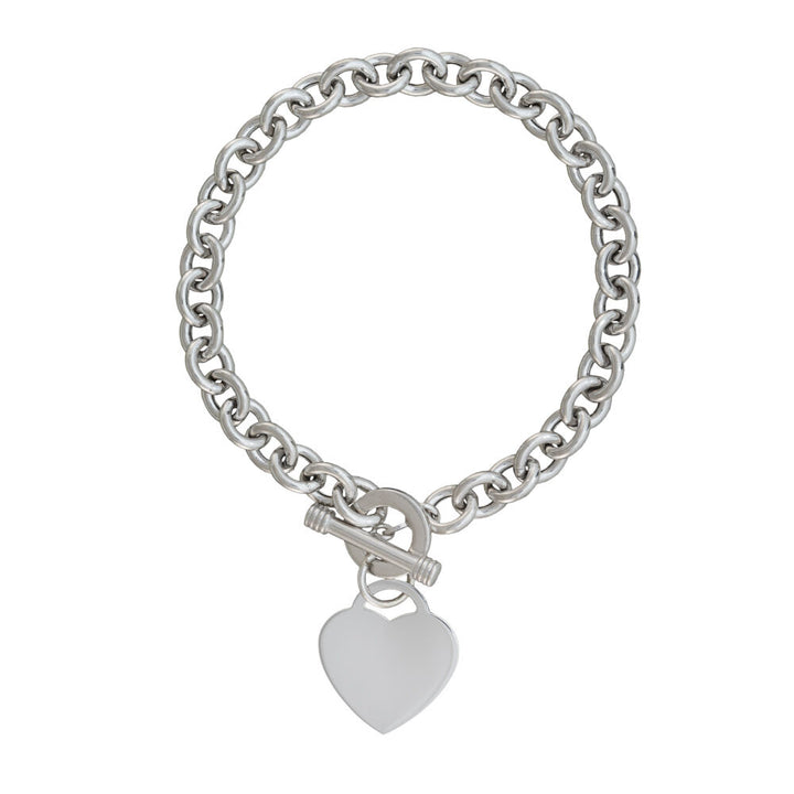 Heart Toggle Bracelet with Rolo Chain in Sterling Silver