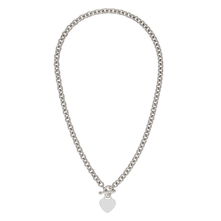 Heart Toggle Necklace with Rolo Chain in Sterling Silver, 17”