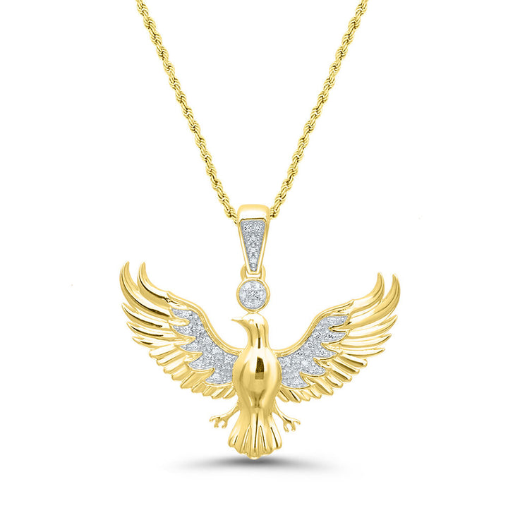 Eagle Pendant with Diamonds in 10K Yellow Gold (1/10 ct. tw.)