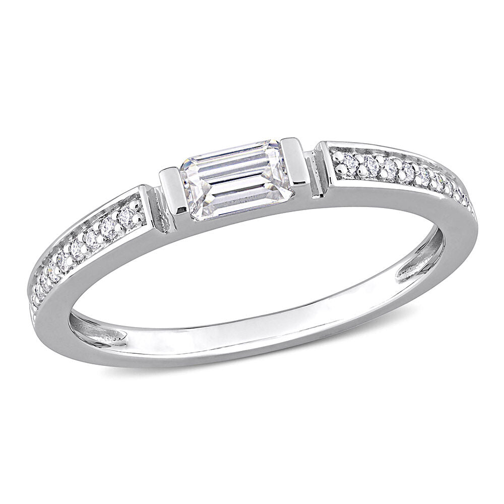 Baguette Moissanite Stacking Ring in Sterling Silver (3/8 ct. dew)