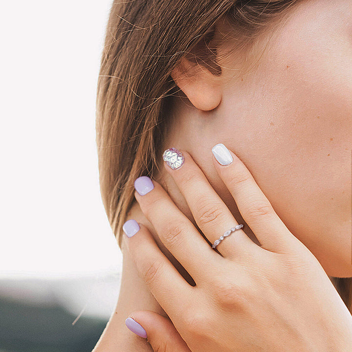 Marquise Moissanite Stacking Ring in Sterling Silver (1/2 ct. dew)