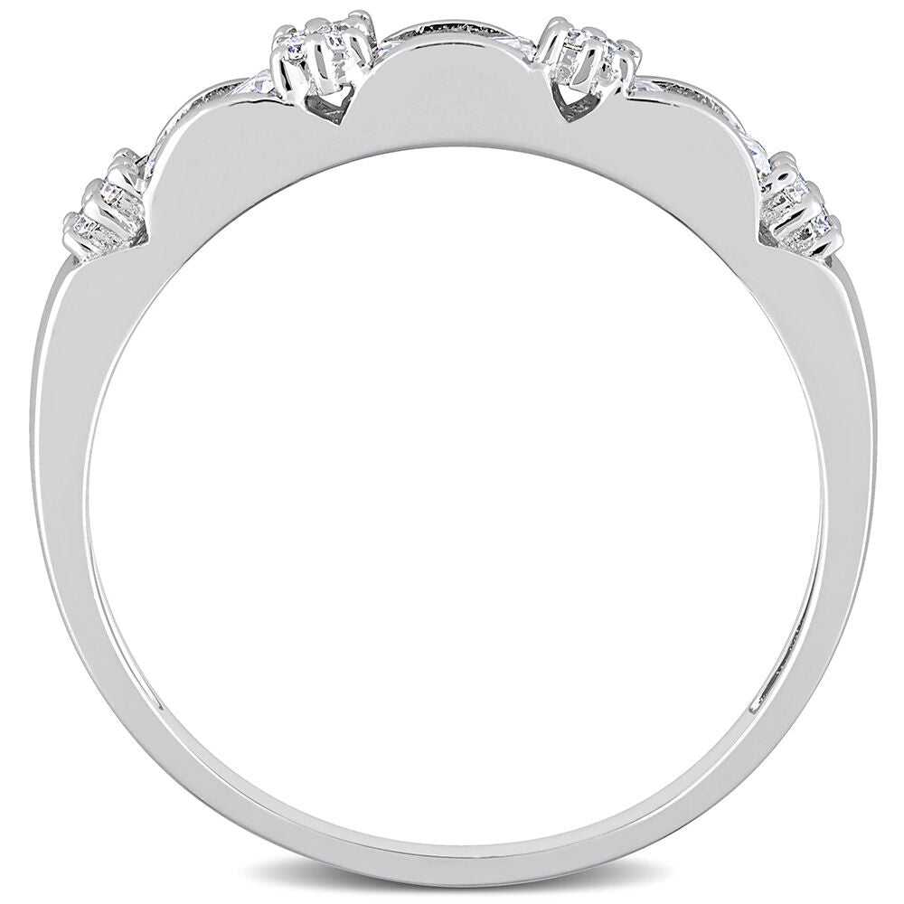 Three-Stone Moissanite Stacking Ring in Sterling Silver (2/5 ct. dew)