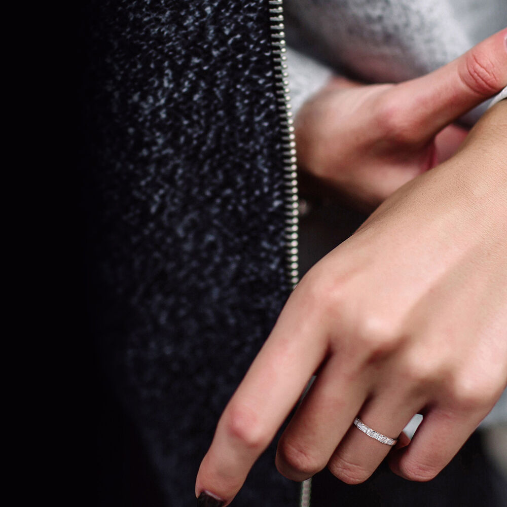 Three-Stone Moissanite Stacking Ring in Sterling Silver (2/5 ct. dew)