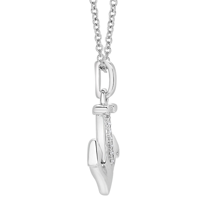 Diamond Anchor Pendant in Sterling Silver