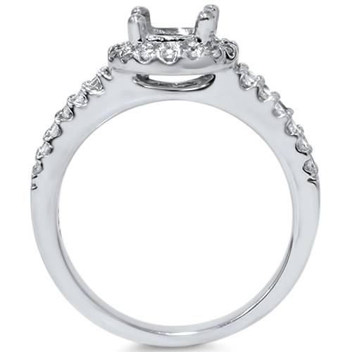 1/2ct Halo Double Row Engagement Ring Setting 14K White Gold