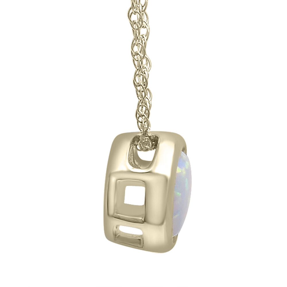 Lab-Created Opal Pendant with Round Shape in 10K Yellow Gold