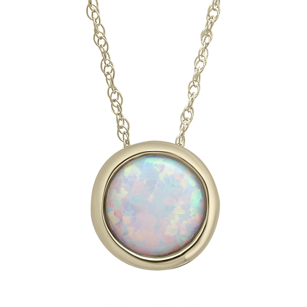 Lab-Created Opal Pendant with Round Shape in 10K Yellow Gold