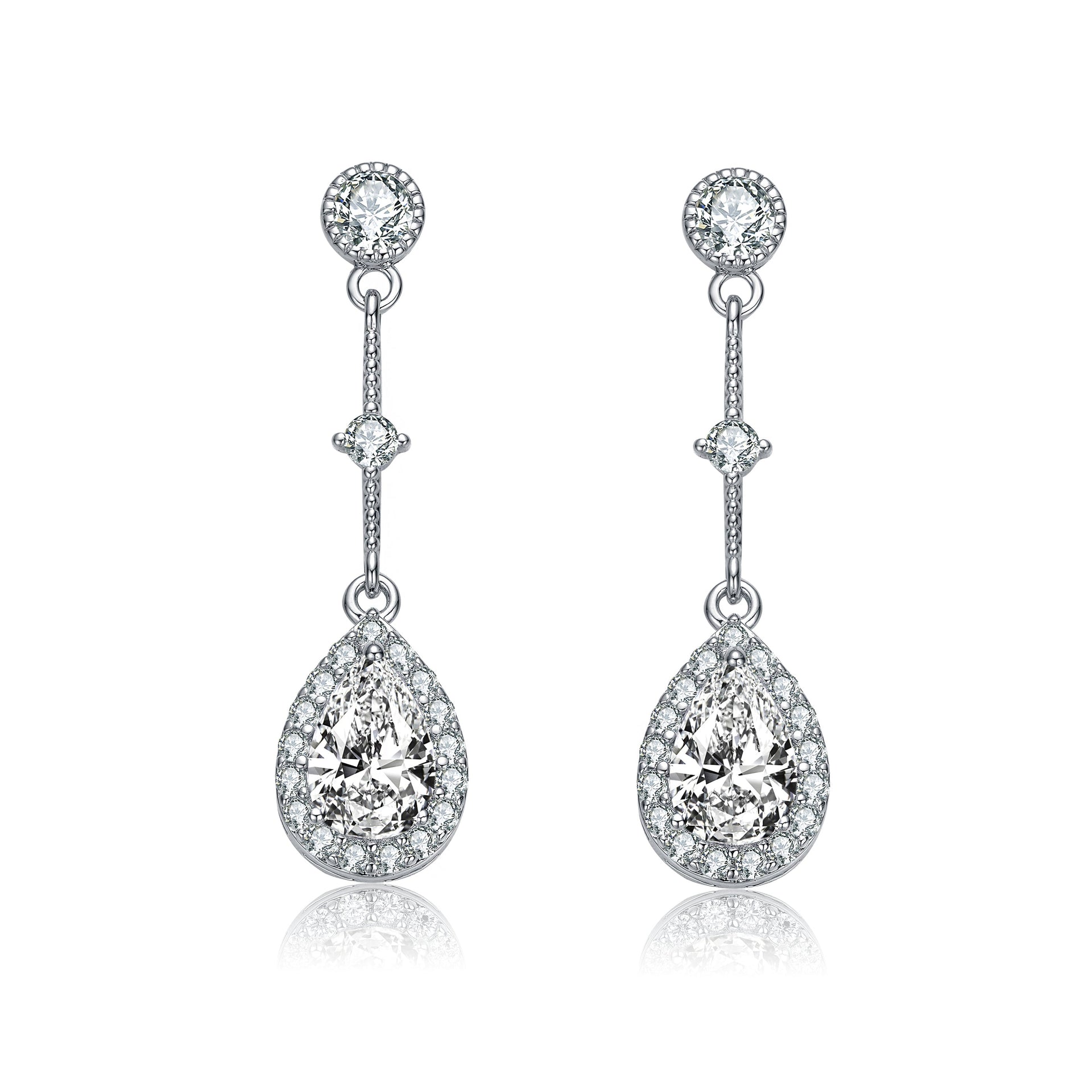 Sterling Silver Cubic Zirconia Accent Chandelier Earrings