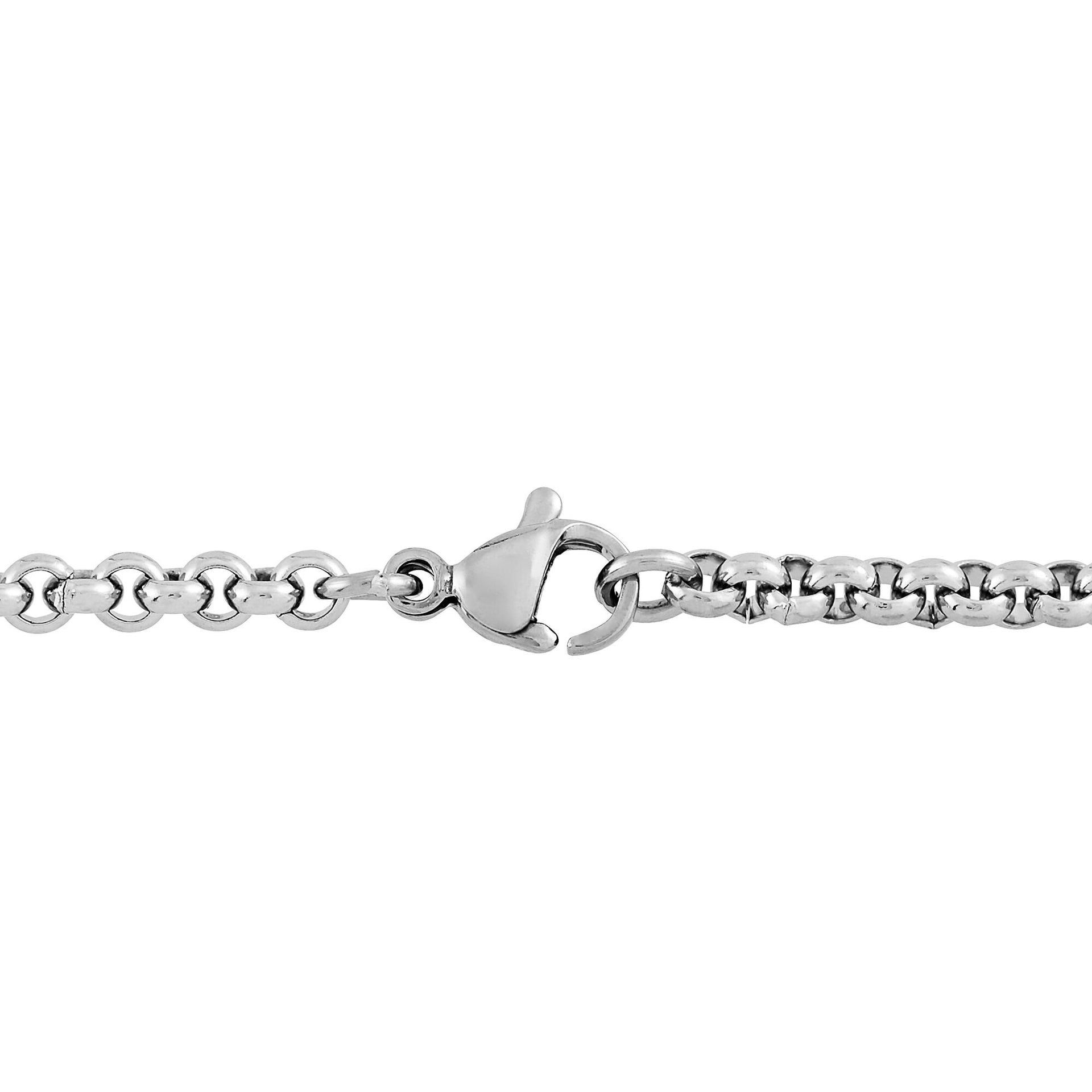 Saint Christopher Pendant with Diamond Accent in Stainless Steel, 24”