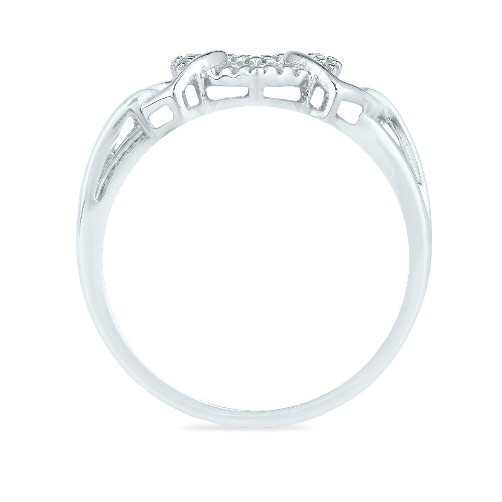 Three-Heart Ring with Diamond Accents in 10K White Gold