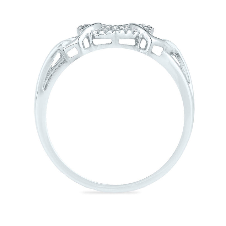Three-Heart Ring with Diamond Accents in 10K White Gold