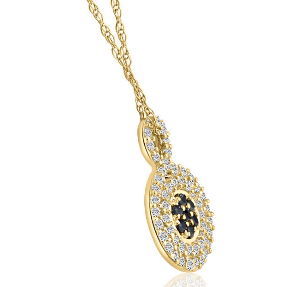 1/4Ct Sapphire & Natural Diamond Pendant Necklace in White or Yellow Gold 1/2'