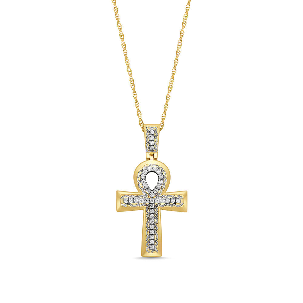 Diamond Ankh Pendant in 10K Yellow Gold (7/8 ct. tw.)