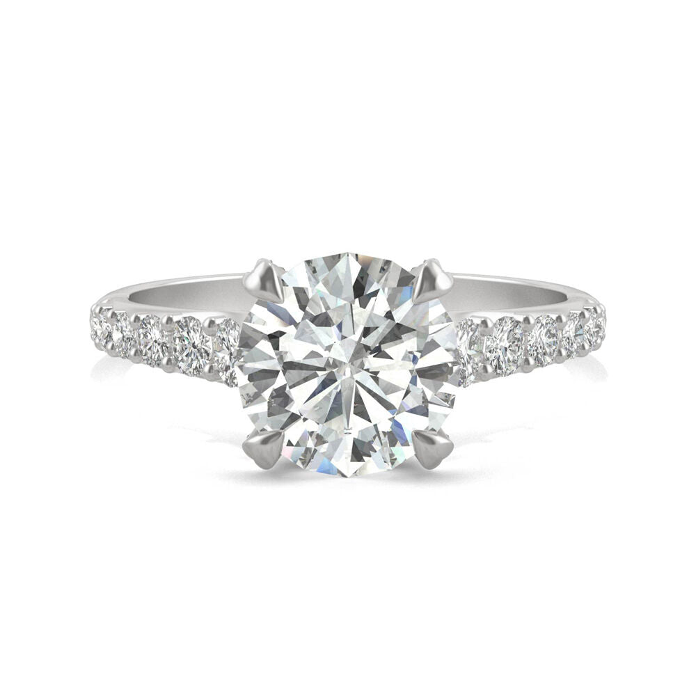 Round Moissanite Ring with Side-Stones in Platinum (2 3/8 ct. dew)