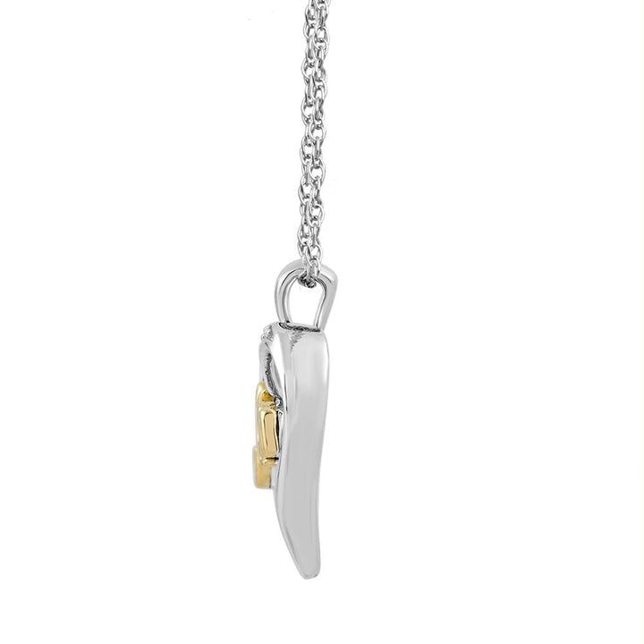 Mom Heart Pendant with Diamond Accents in Sterling Silver & 10K Yellow Gold