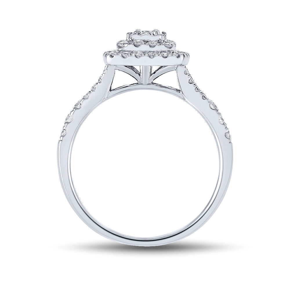 Princess-Cut Double-Halo Diamond Engagement Ring in 10K White Gold (1/2 ct. tw.)