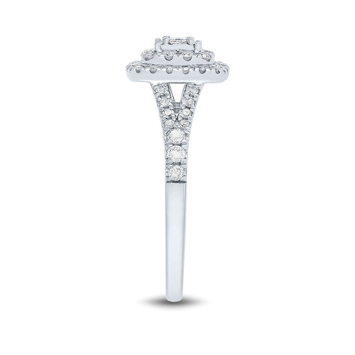 Princess-Cut Double-Halo Diamond Engagement Ring in 10K White Gold (1/2 ct. tw.)