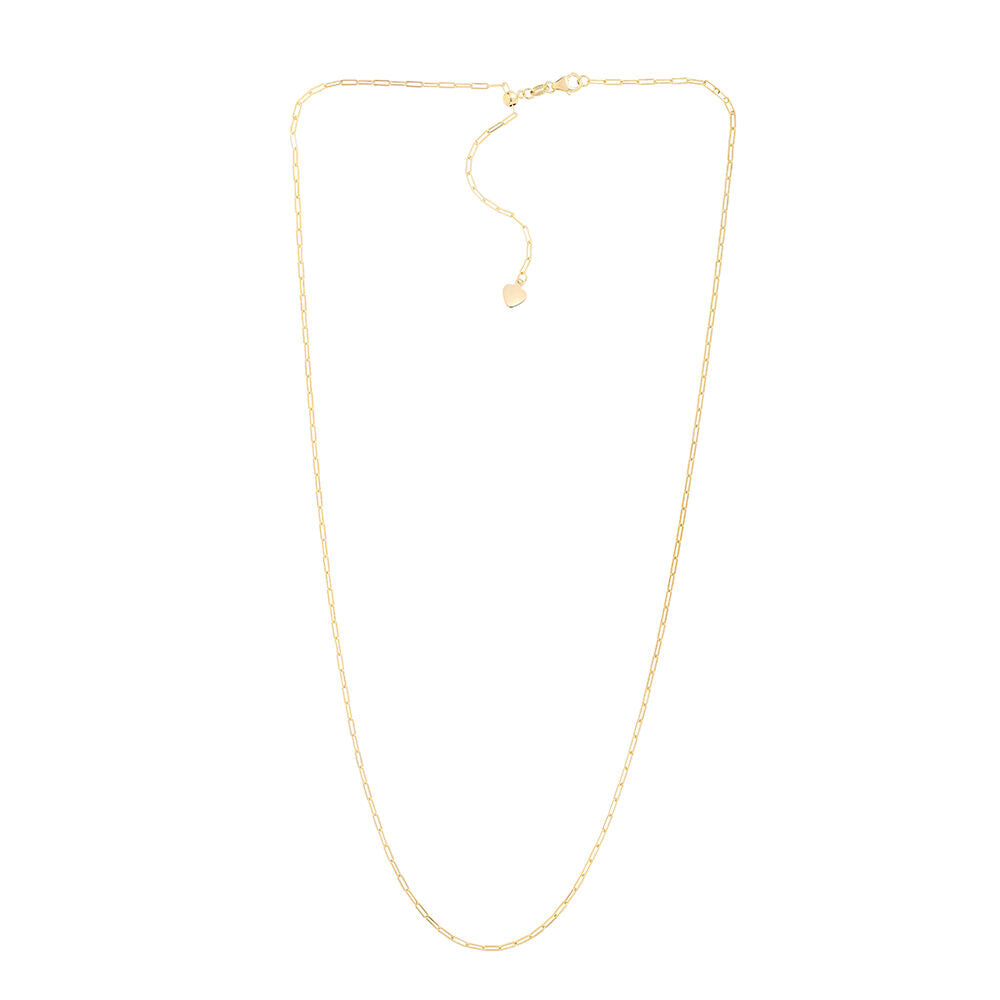 Adjustable Paperclip Chain Necklace in 14K Yellow Gold, 1.5mm, 22”