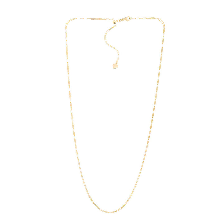 Adjustable Paperclip Chain Necklace in 14K Yellow Gold, 1.5mm, 22”