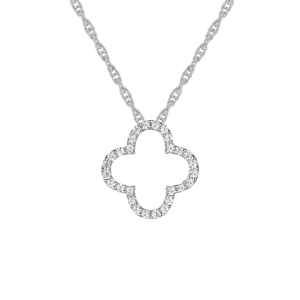 Diamond Clover Pendant in 10K White Gold (1/8 ct. tw.)